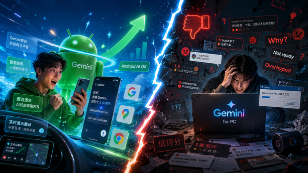 Gemini 进手机，Android 翻身；Gemini进电脑，全网开喷！
