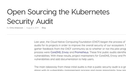 CNCF宣布完成对开源Kubernetes的安全审计