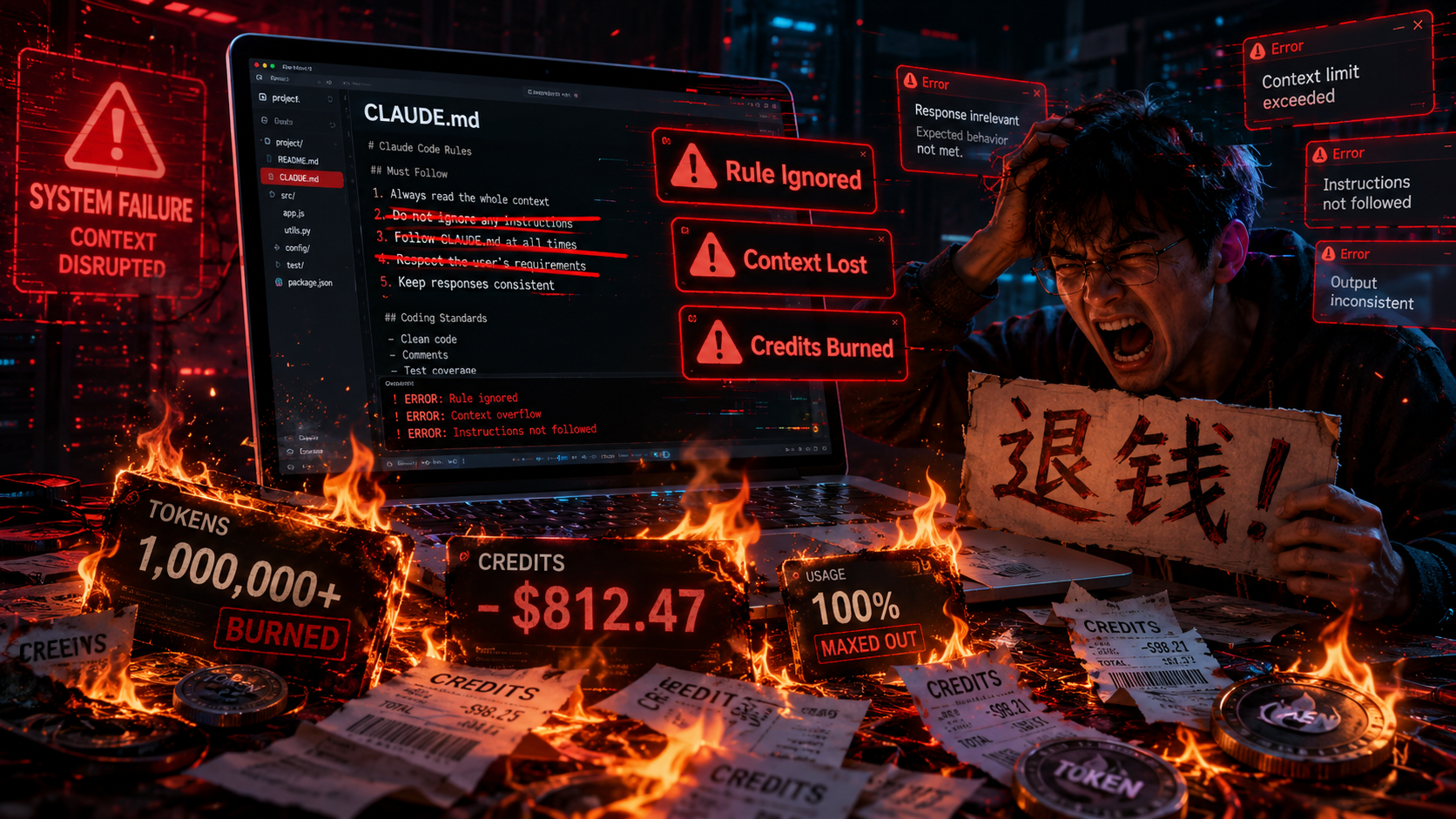 Anthropic 的Harness 工程白做了？Claude Code 被曝不遵守CLAUDE.md，开发者烧光 credits 怒喊退钱